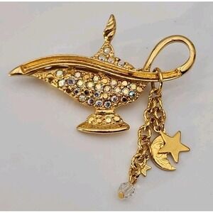 Vintage Aurora Borealis rhinestone Kirk's Folly Aladdin Lamp brooch pin